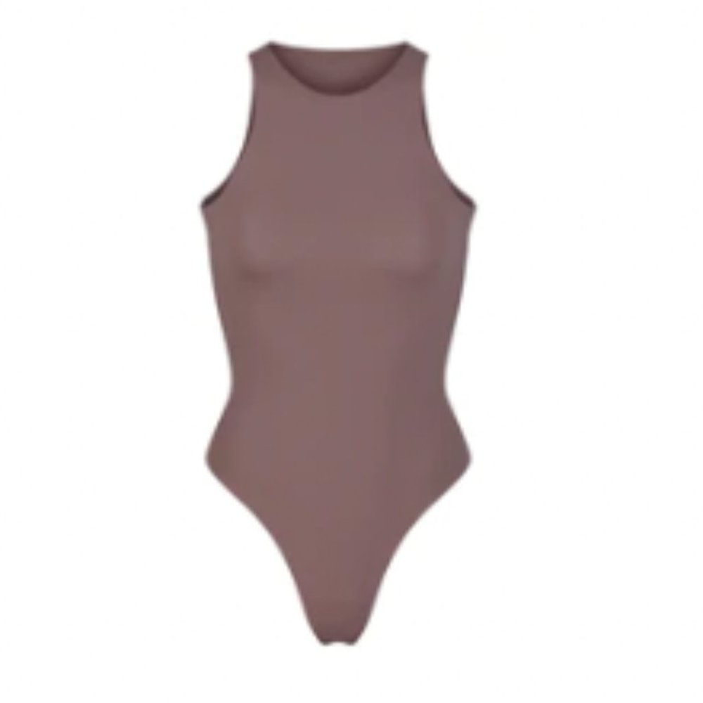 Never Worn, SKIMS FITS EVERYBODY HIGH NECK BODYSUIT | UMBER, Size L